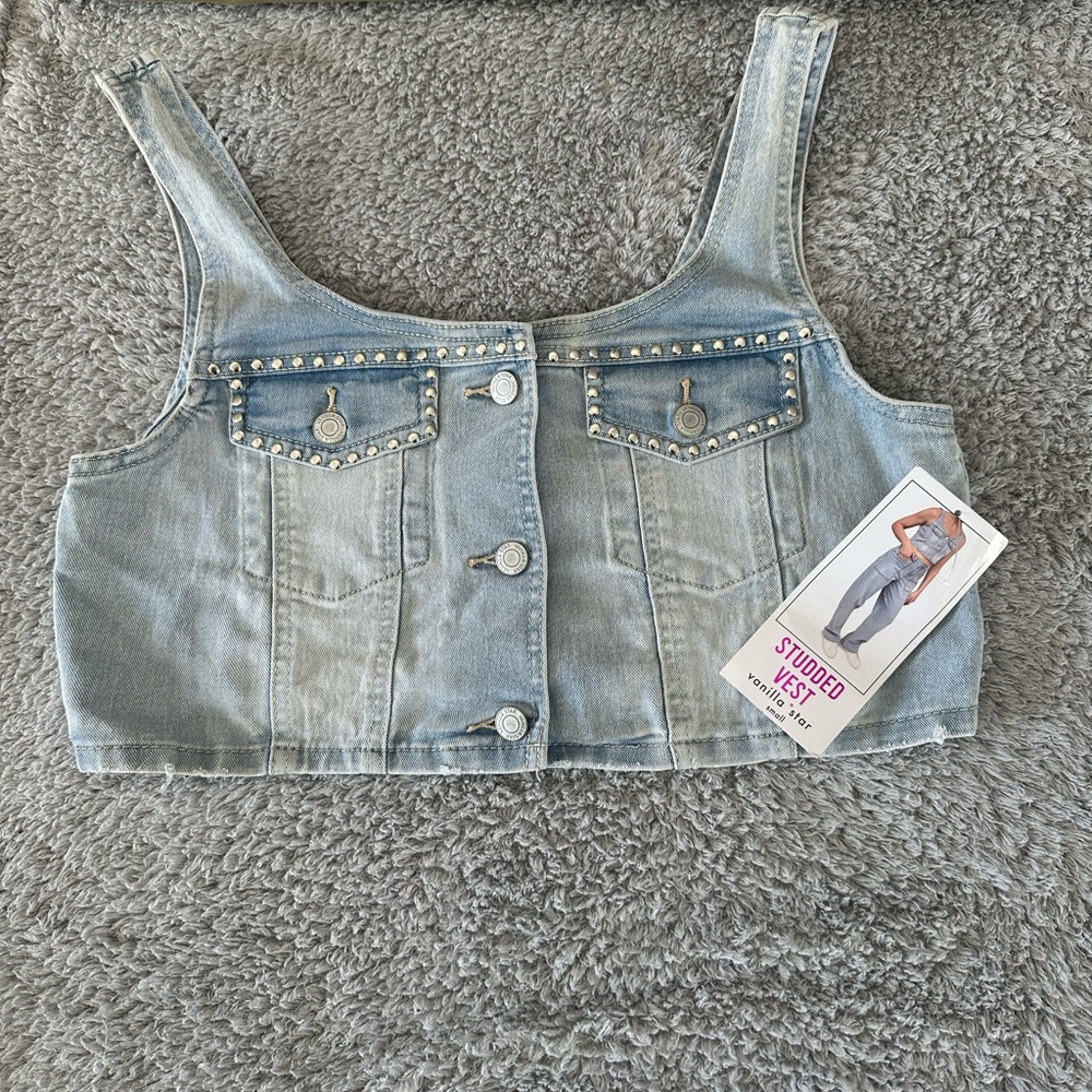 Vanilla Star Light Blue Studded Vest